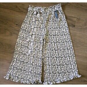 Alice Blue Pleated Wide Leg Business Casual Womens Dress Pant Sz Lg.floral Print